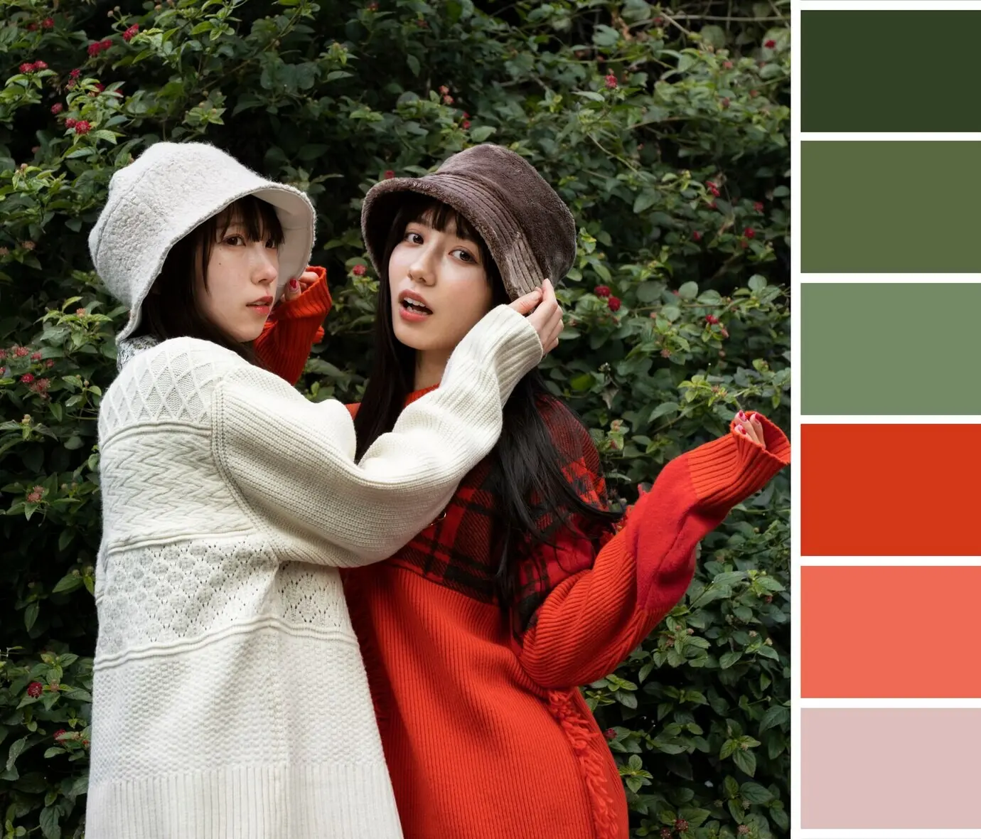 Halbnahe Aufnahme von asiatischen Frauen, die gemeinsam posieren.